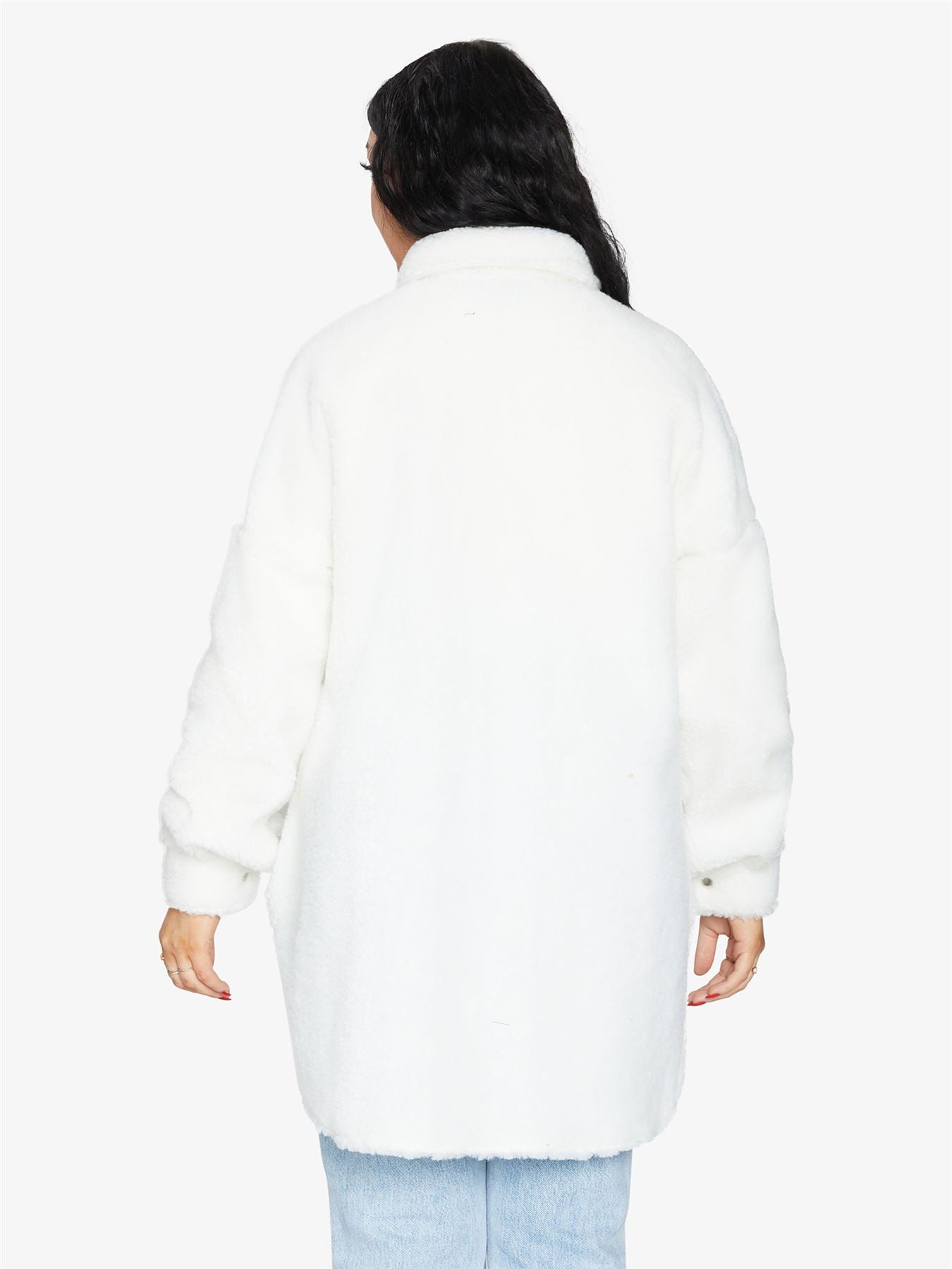 Oversized Stud Button Borg Teddy Shacket