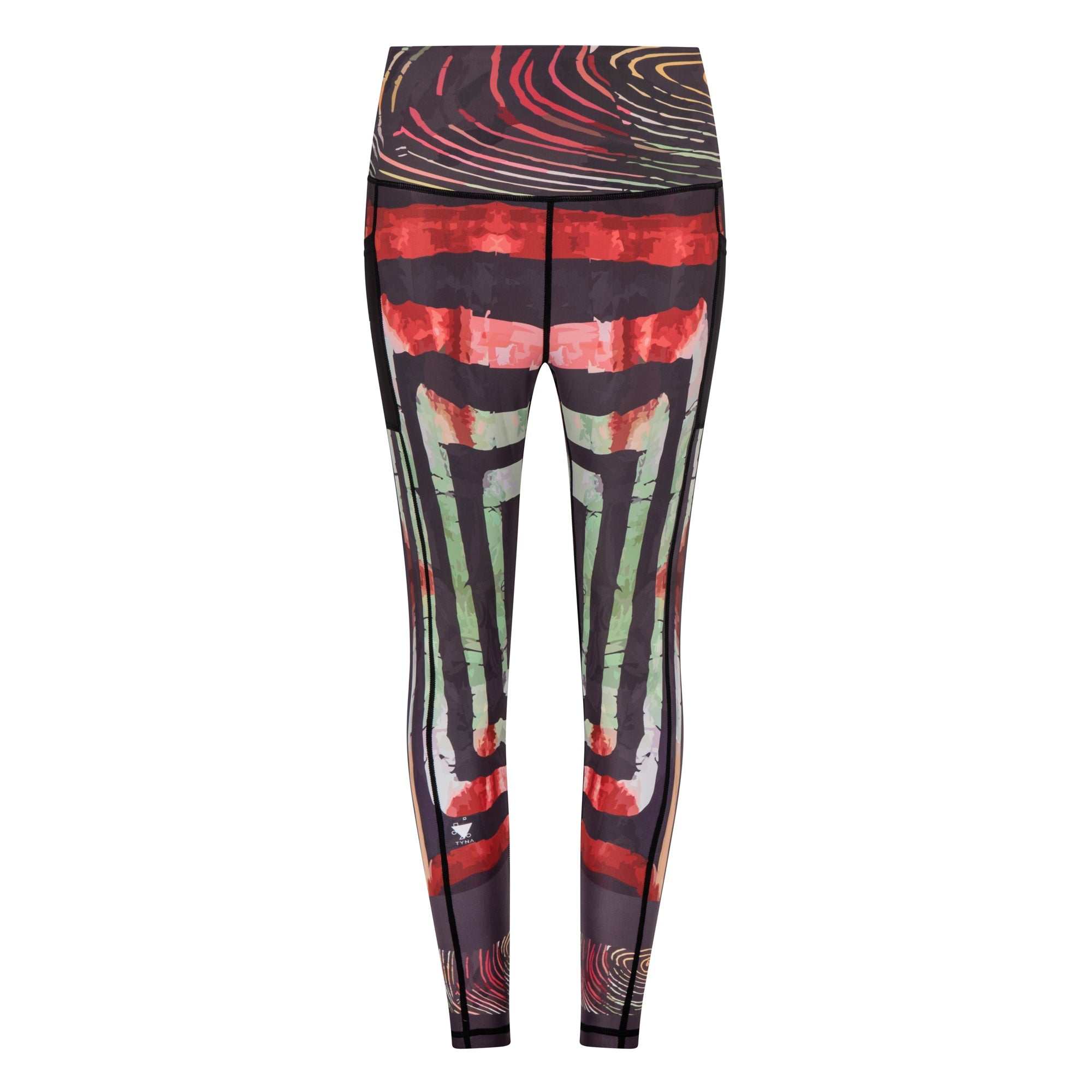 Brocade Vibrant Leggings with Side Pocket in colorful African Print, combining Adire and Brocade patterns.
