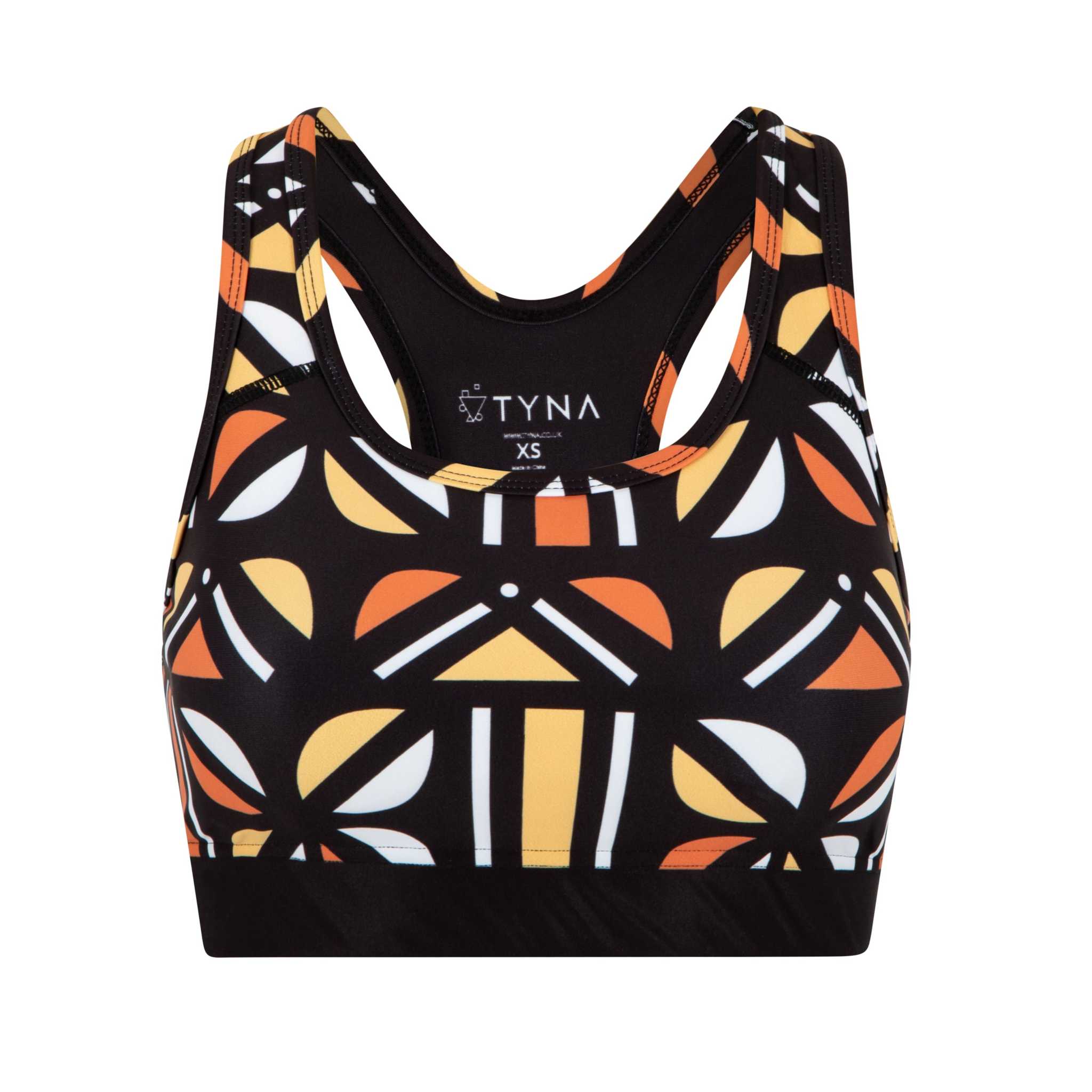 Batiq Sports Bra with Indonesian Batik print and racerback design.