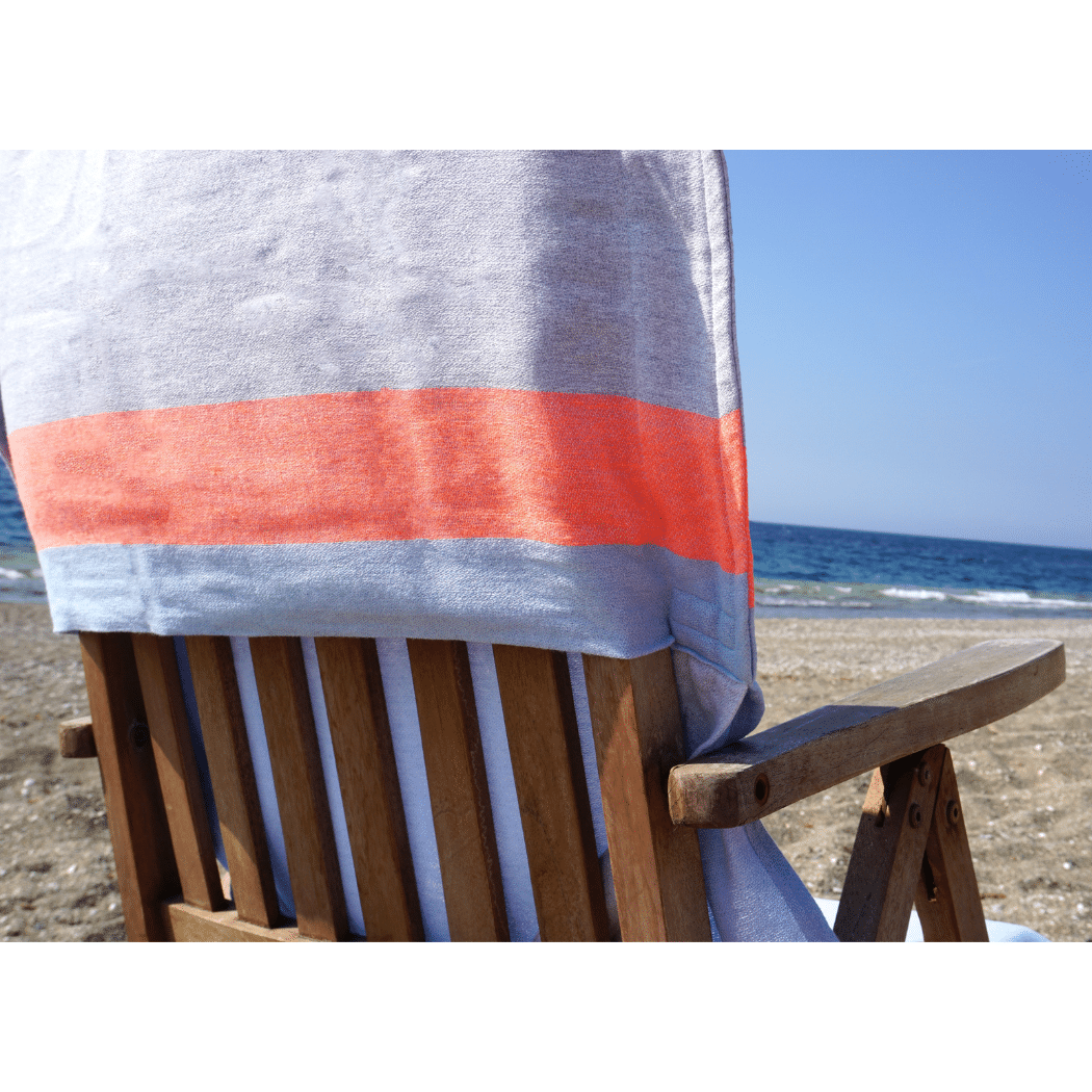 Neon Two-in-One Beach Towel and Bag, Blue, Grey, Recycled Cotton, with