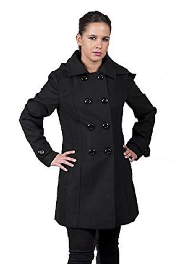 Wool Feel Double Breasted Hooded Coat