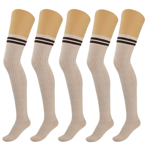 5 Pairs Over Knee Thigh High Cotton Socks for Women Warm Boot Leg