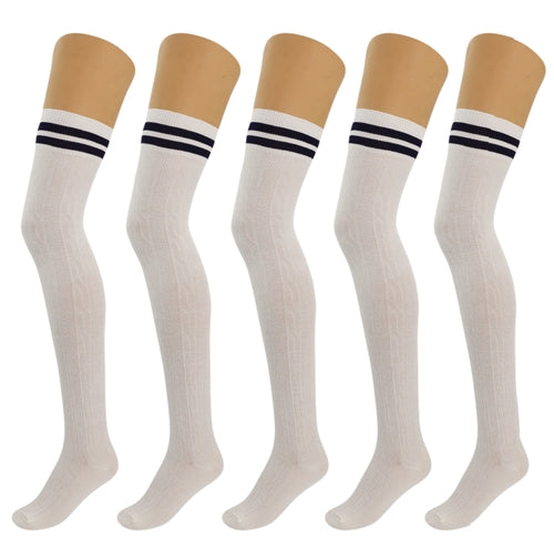 5 Pairs Over Knee Thigh High Cotton Socks for Women Warm Boot Leg