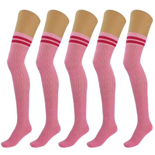 5 Pairs Over Knee Thigh High Cotton Socks for Women Warm Boot Leg