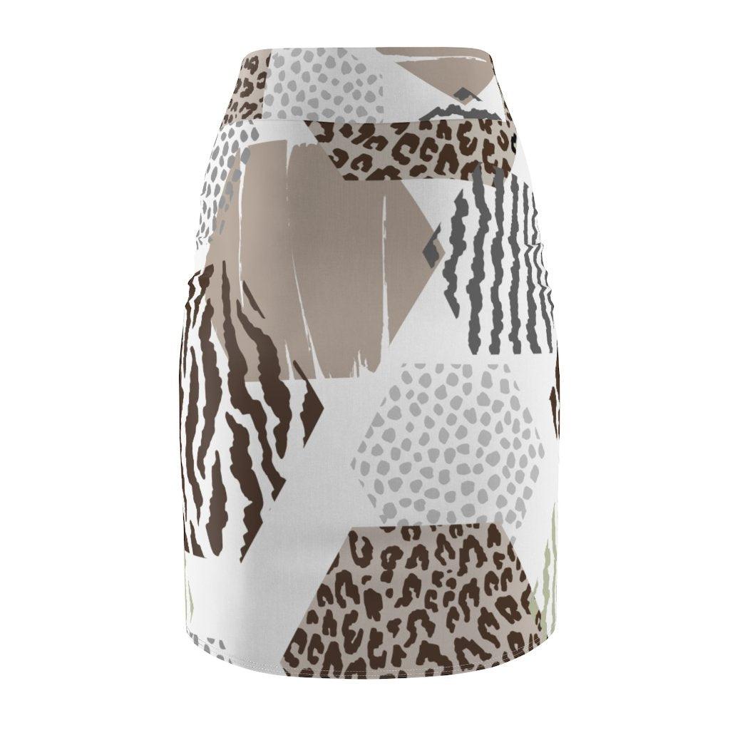 Womens Pencil Skirt, High Waist Stretch, Multicolor Geometric S65353