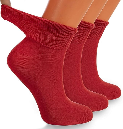 Diabetic Ankle Socks, 3 Pairs, Non-Binding, Shoe Size 5-7, Breathable