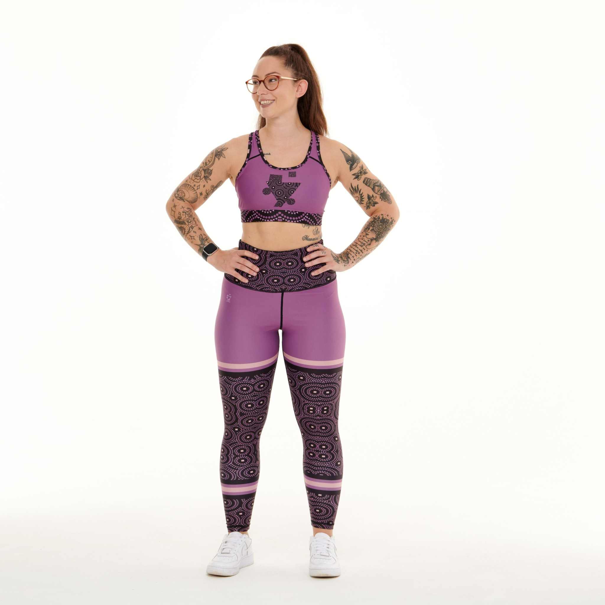 Signature On Purple Funky Leggings