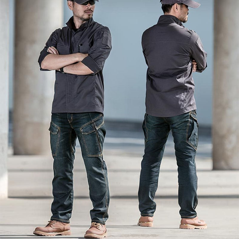 Autumn Men Pants Military Tactical Jeans Male Multiple Pockets Cargo