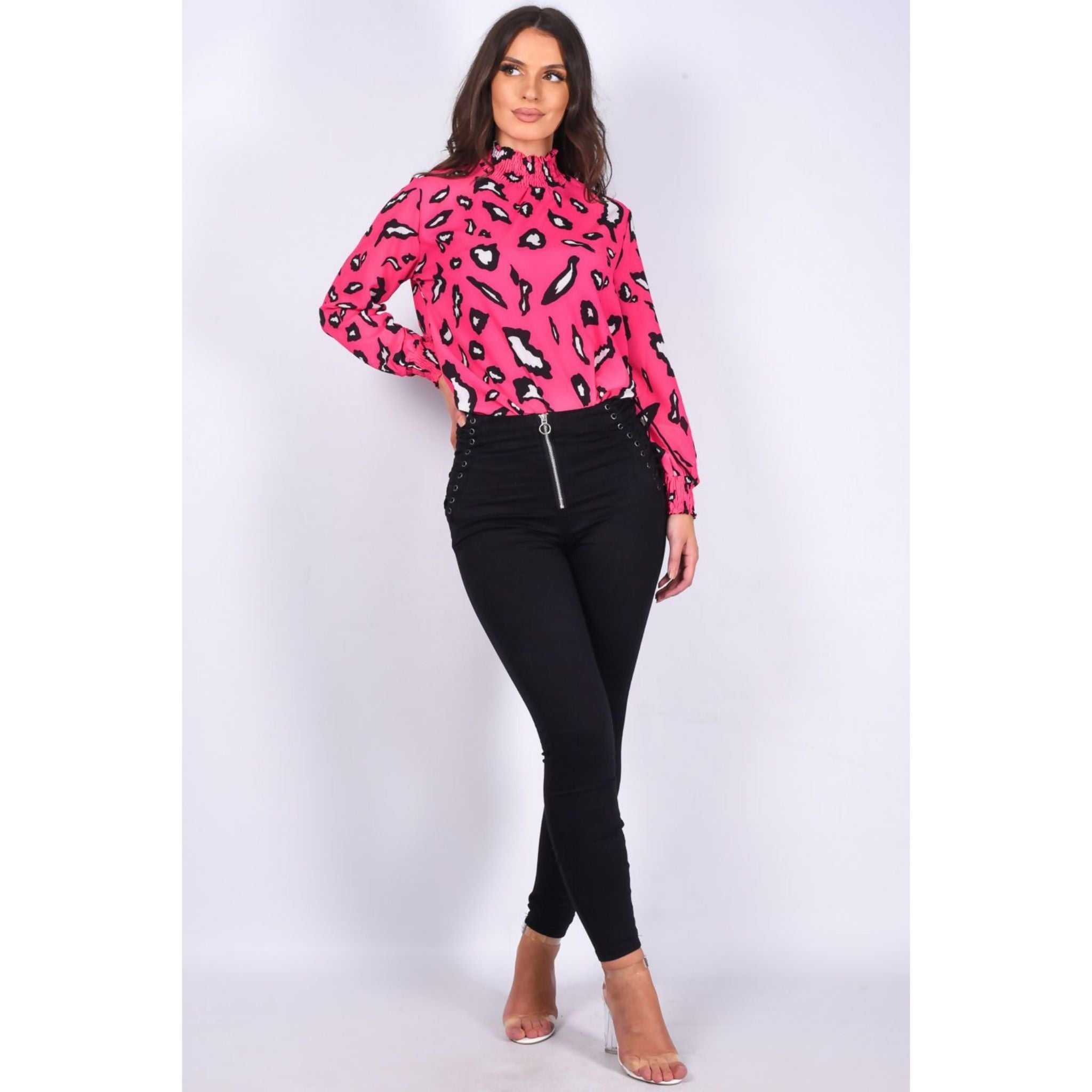 Black denim zip front skinny jeans with lace-up detail, machine washable.