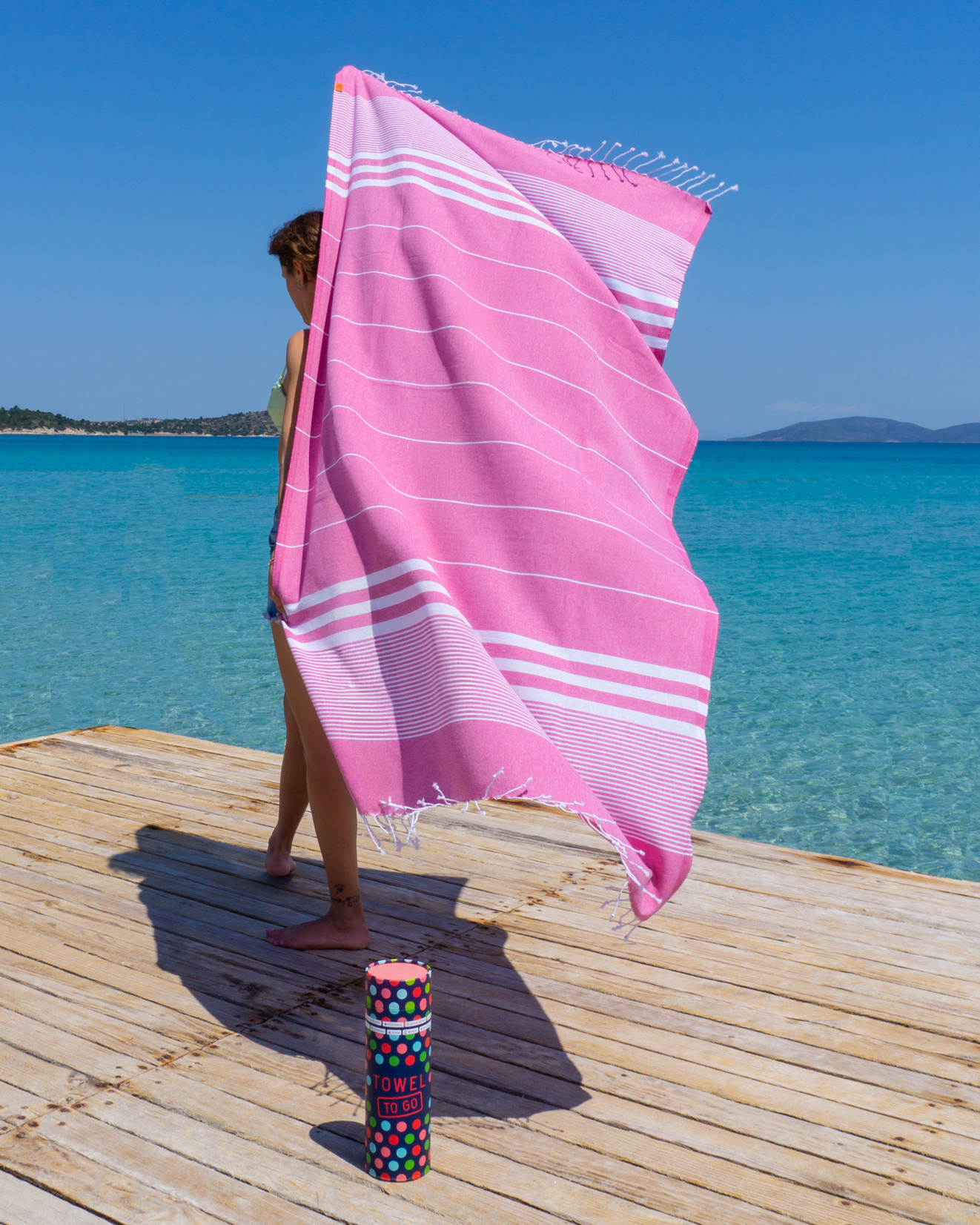 Malibu Hammam Towel with Recycled Gift Box, Fuchsia