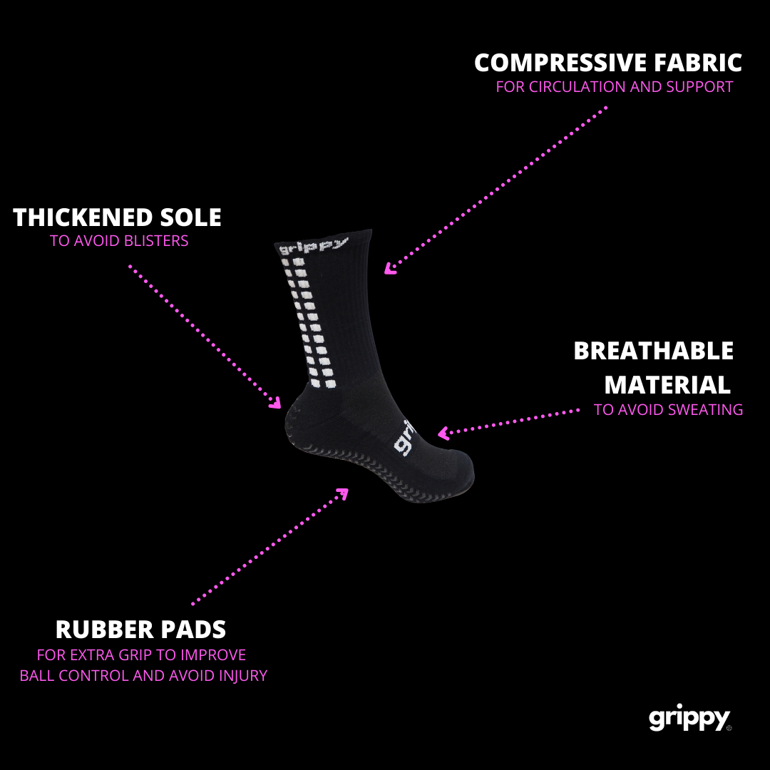 Grippy Black Football Grip Socks