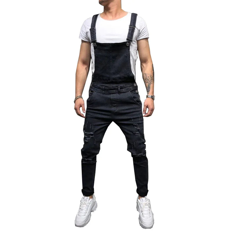 Fashion Men Pants Ripped Jeans Overalls Jumpsuits Hi Street Distressed