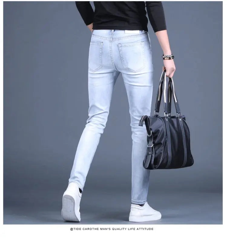 Men’s High Quality Ripped Denim Pants,Embroidery&Prints Stretch