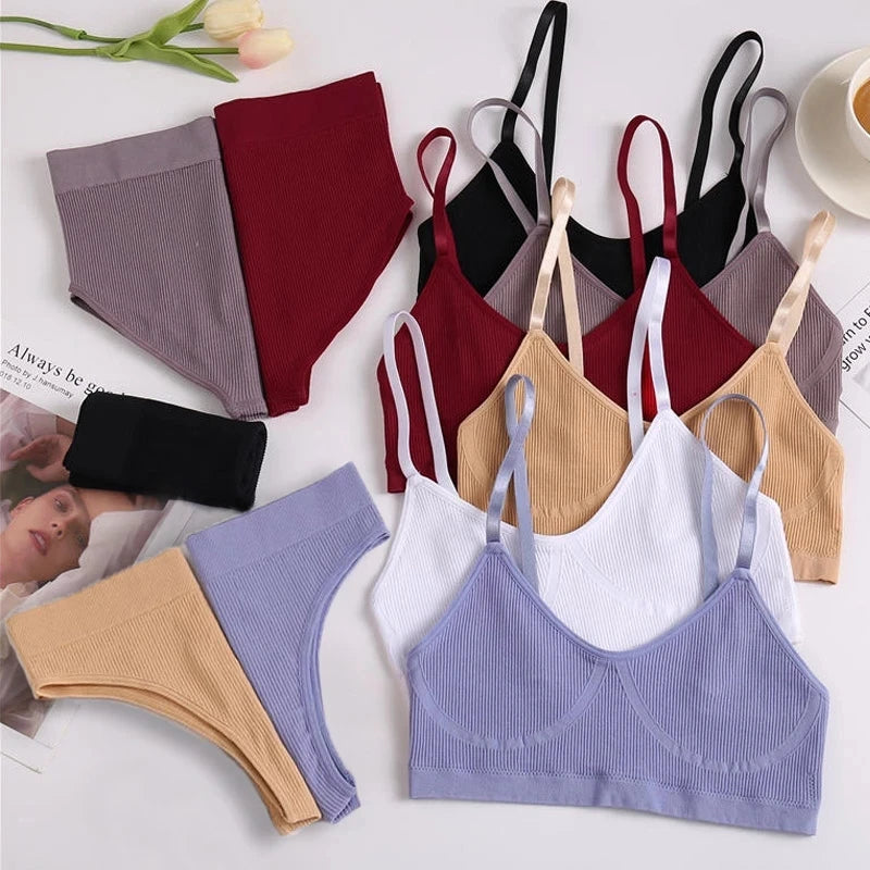 Women Bra Set Panties Sexy Push Up Bralette Female Fitness Seamless