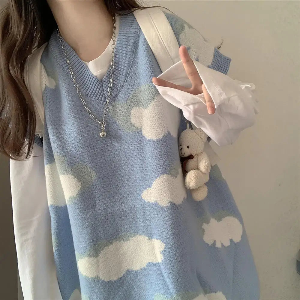 Sweaters Women Harajuku Lovely Chic Preppy Simple Soft Loose Autumn