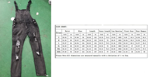 Fashion Men Pants Ripped Jeans Overalls Jumpsuits Hi Street Distressed