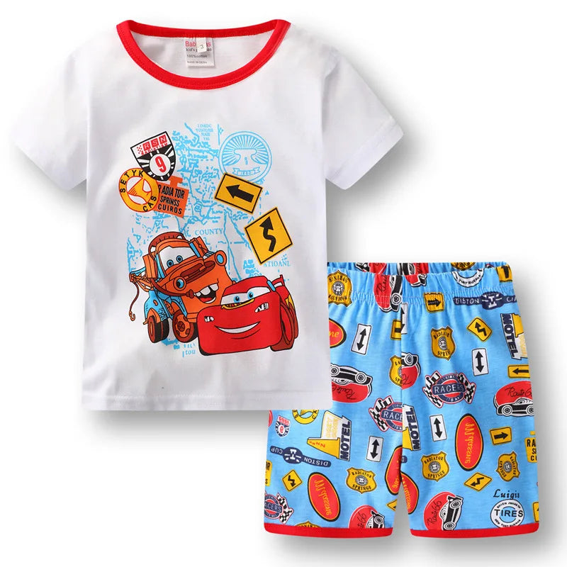 New Summer Kids Pyjamas Children Sleepwear Baby Set Boys Girls Cars