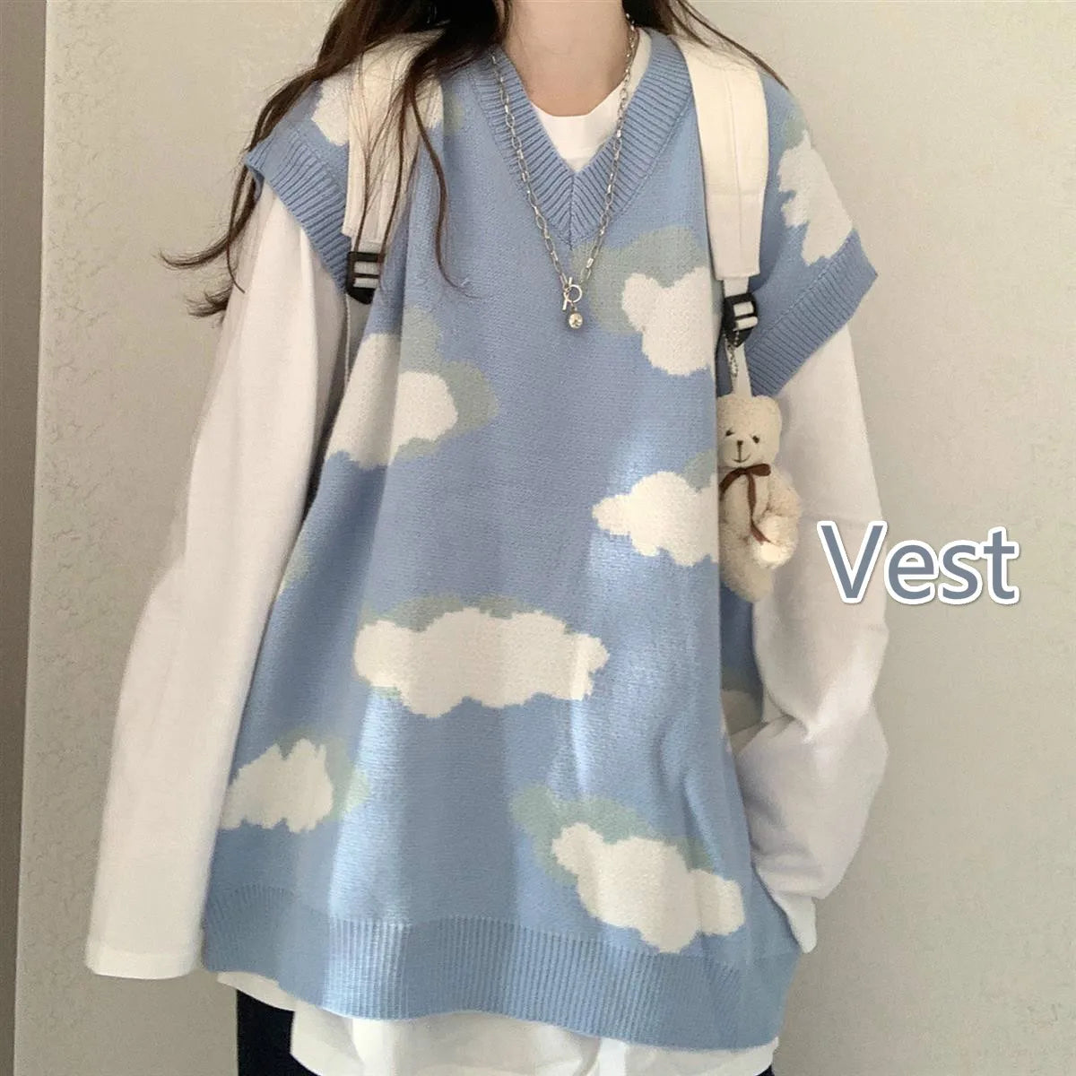 Sweaters Women Harajuku Lovely Chic Preppy Simple Soft Loose Autumn