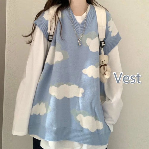Sweaters Women Harajuku Lovely Chic Preppy Simple Soft Loose Autumn