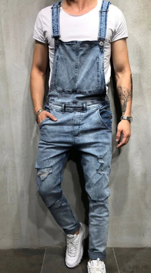 Fashion Men Pants Ripped Jeans Overalls Jumpsuits Hi Street Distressed