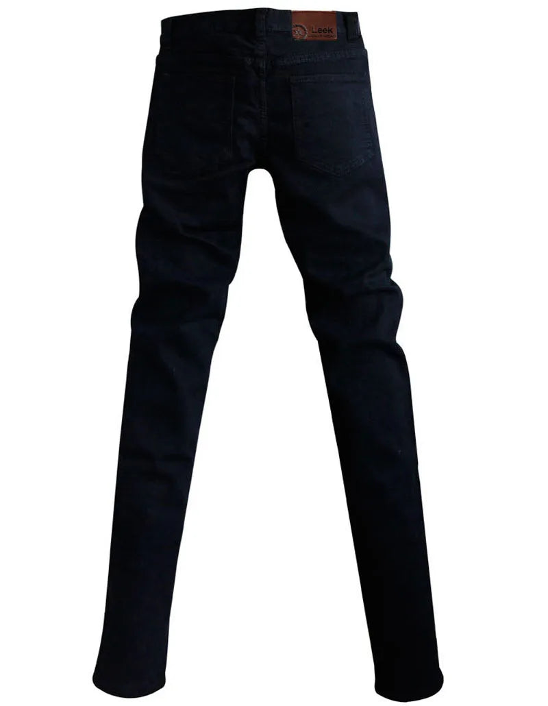 Idopy Hot Selling Men`s Korean Designer Black Slim Fit Jeans Punk Cool