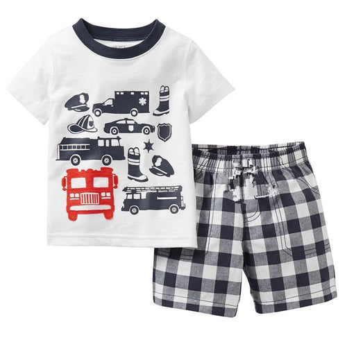 New Summer Kids Pyjamas Children Sleepwear Baby Set Boys Girls Cars