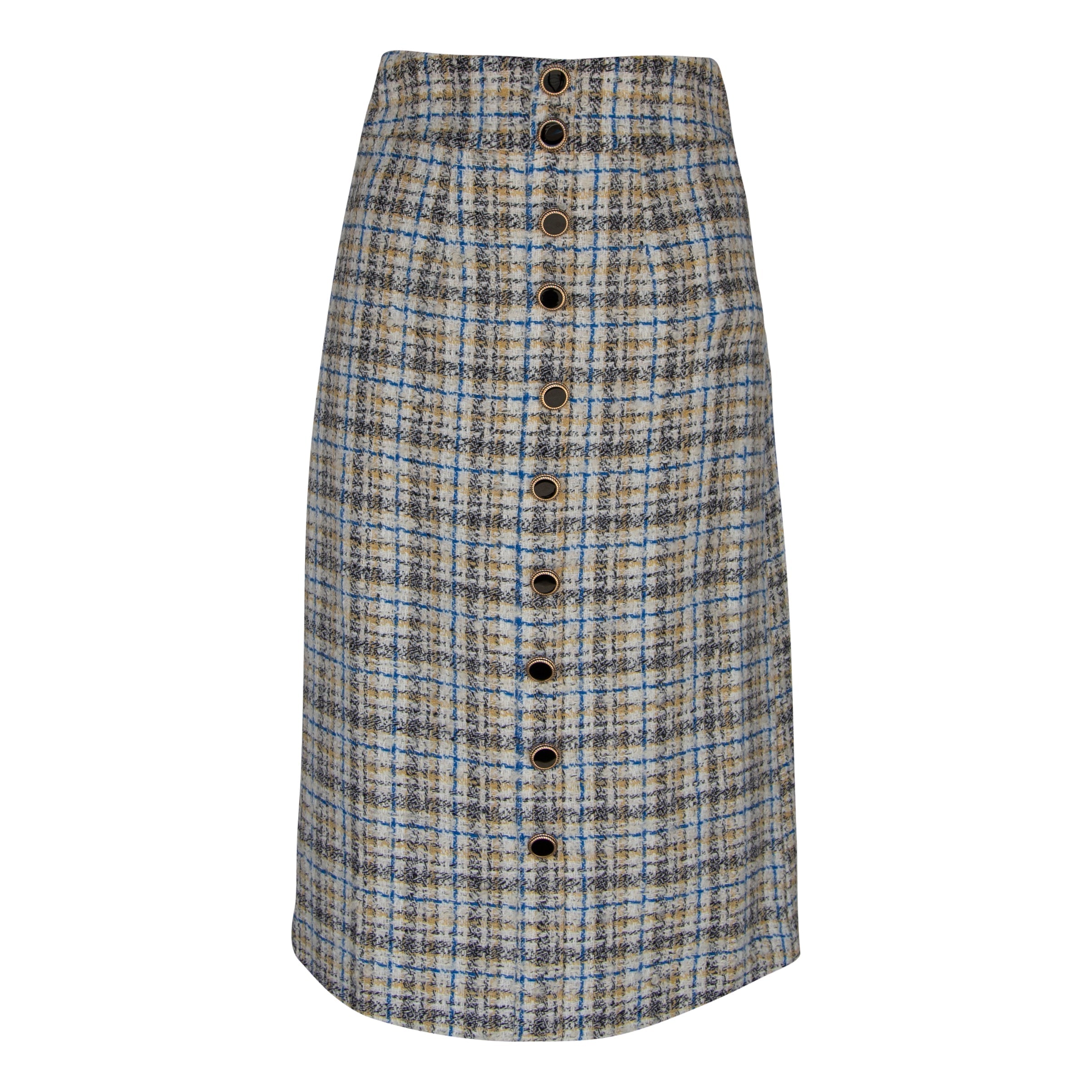 Luxe Plaid Tweed Pencil Skirt