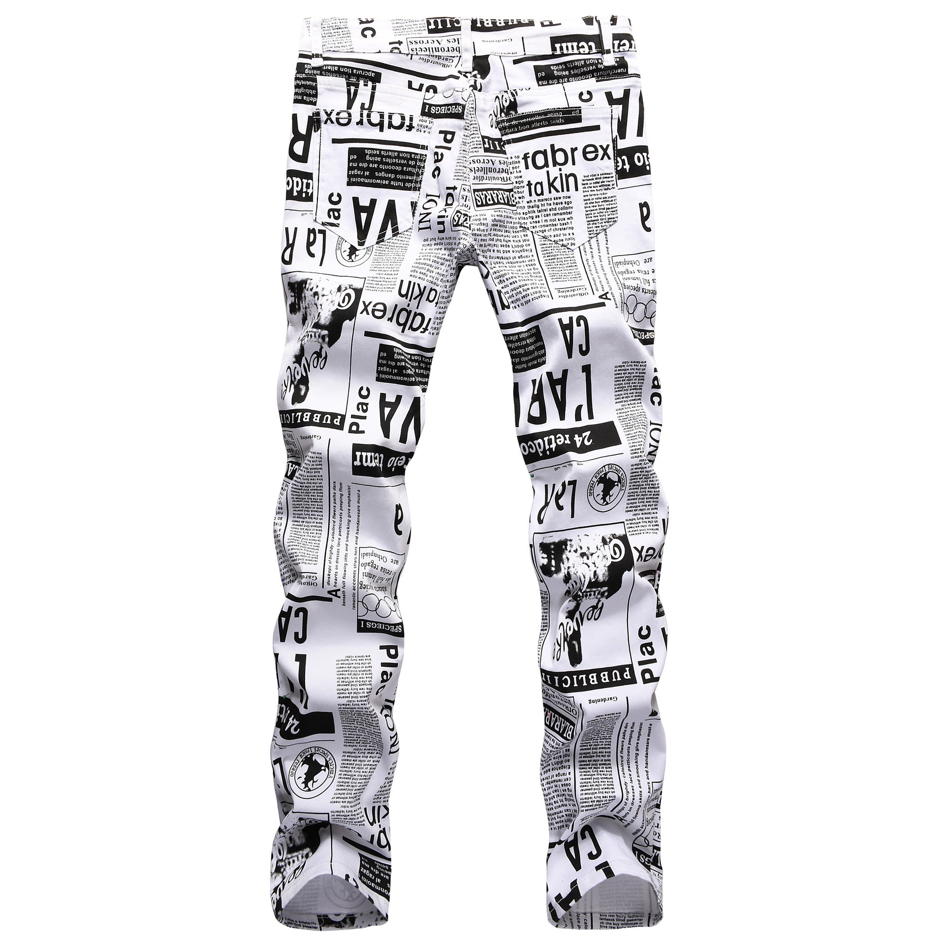 Men’s High Quality Street Fashion Prints Jeans,slim-fit Stretch Denim