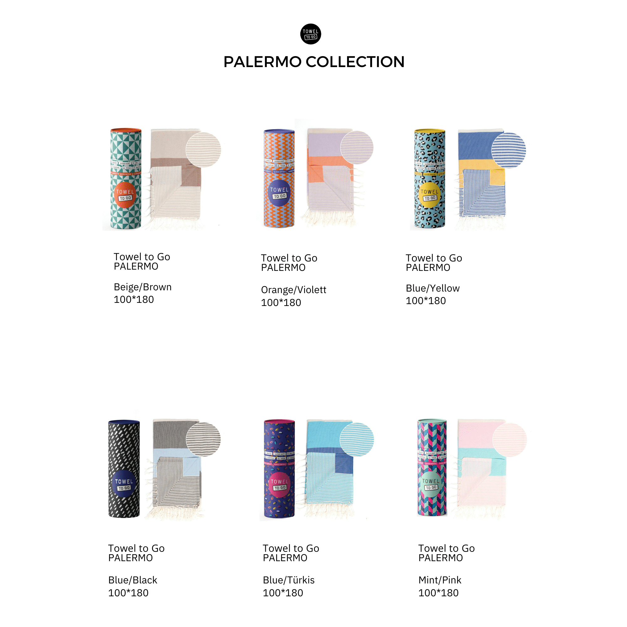 Palermo Beach Towel with Recycled Gift Box, Blue, Yellow