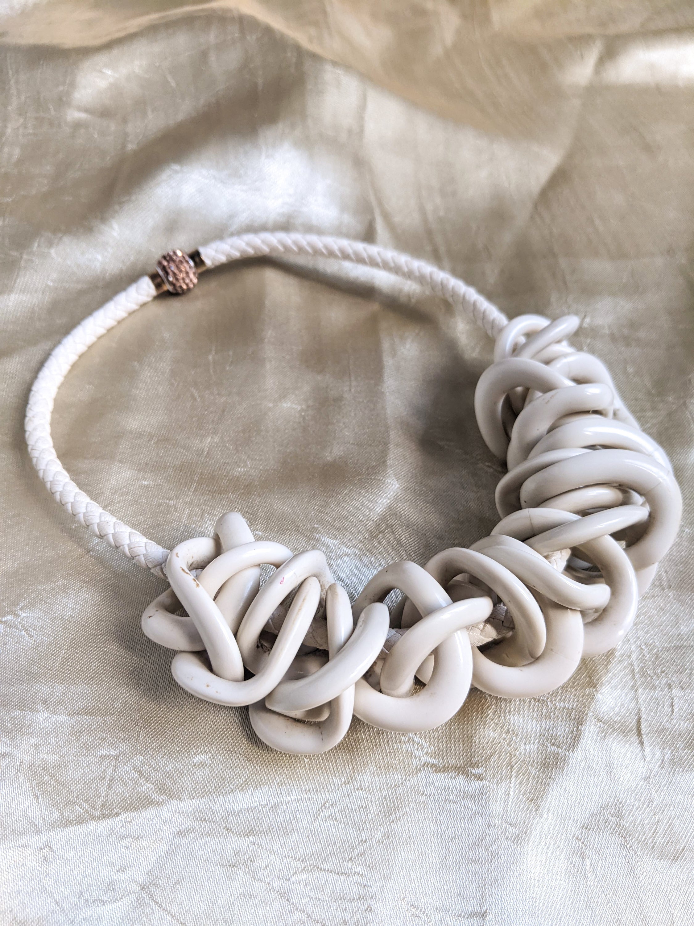 Leather knit choker with bone loops