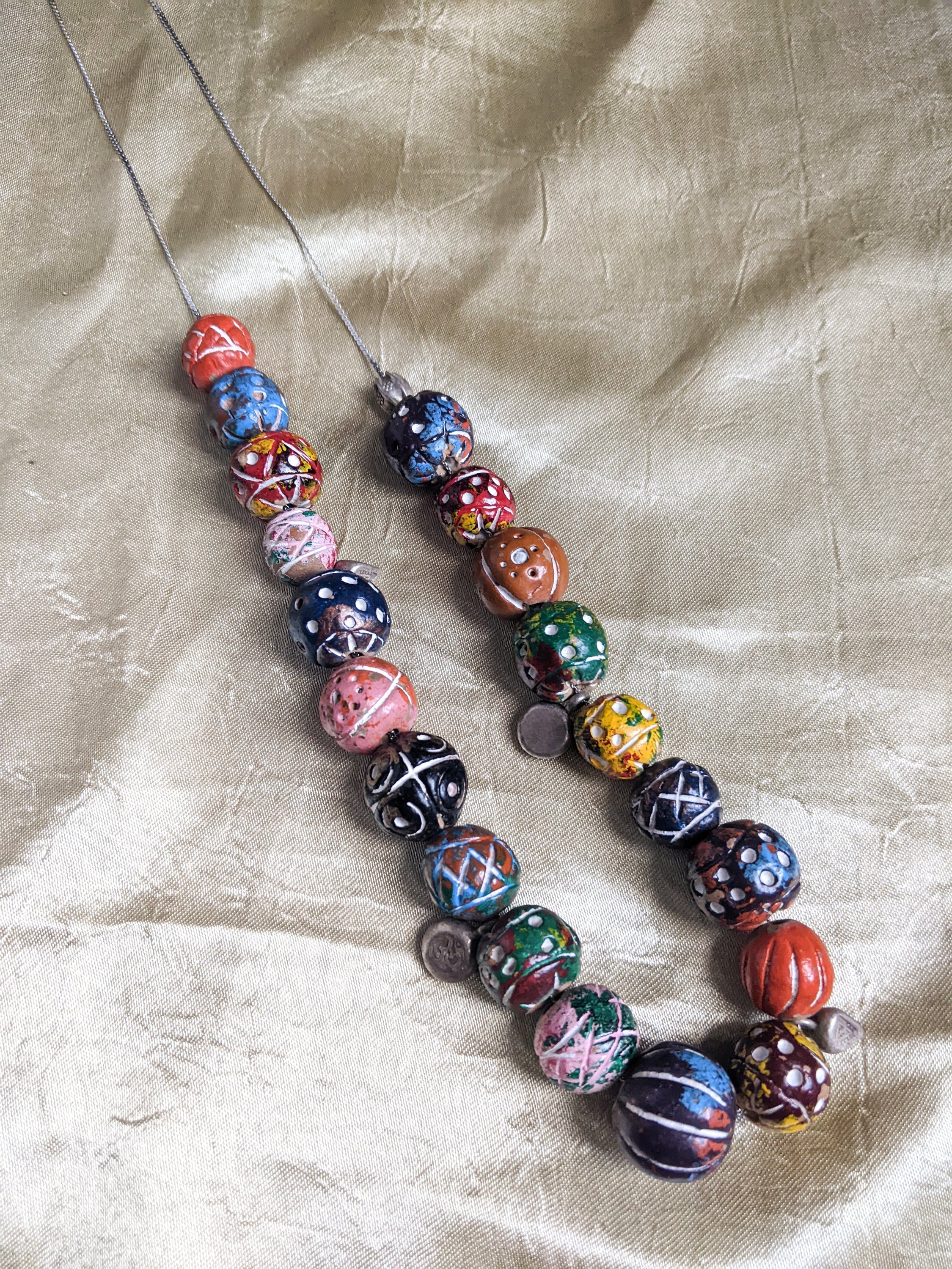 Multicolor stones necklace with silver chain