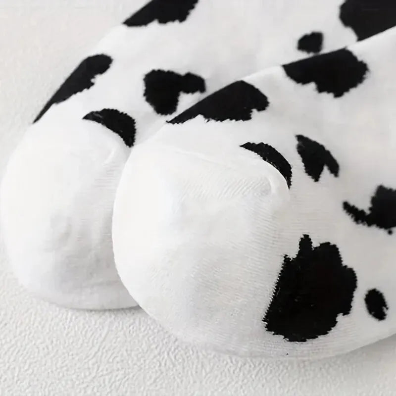 10 Pairs Womens Socks Lovely Cow Pattern Short Socks Creative Printing