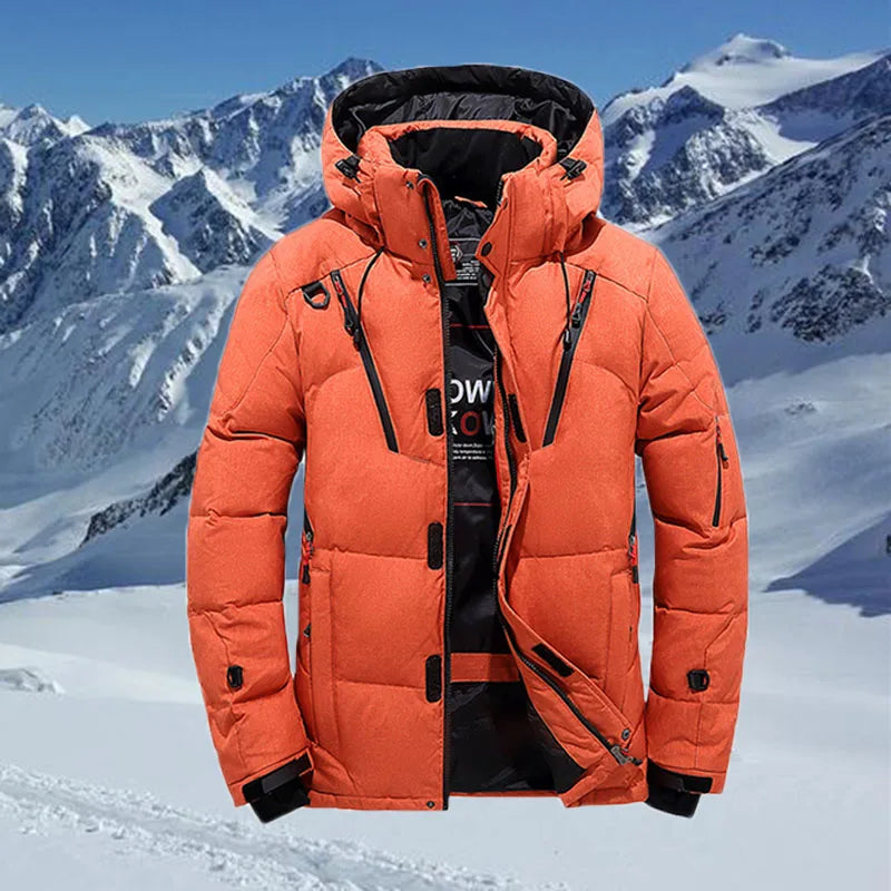 Winter Down Jacket Men White Duck Coat Windproof Warm Travel Camping