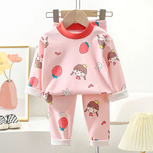 New Kids Autumn Warm Pajamas Boys Girls Cute Cartoon Bear Long Sleeve