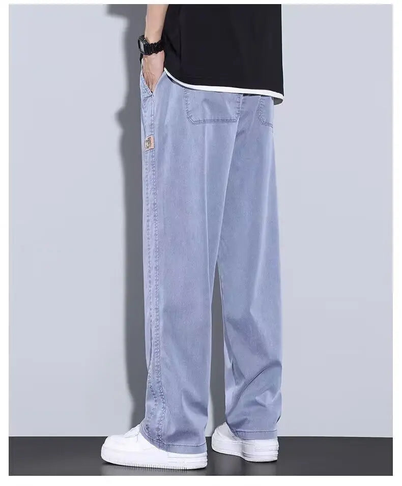 Men‘s Ice silk jeans Summer Straight Pants Men&