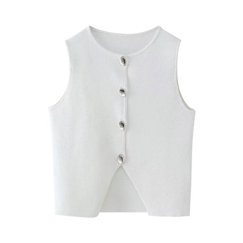 Women Fashion Short Waistcoat Spring Summer Knitted Sexy Sleeveless