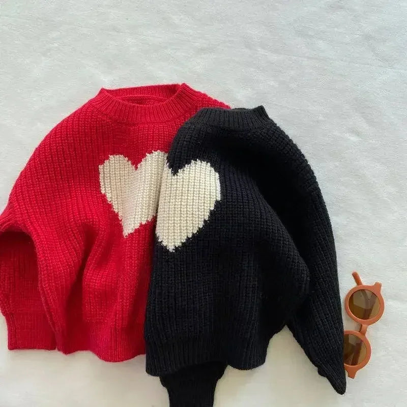Boutique Kids Fall Clothes Baby Boys Girls Kawaii Sweater Heart