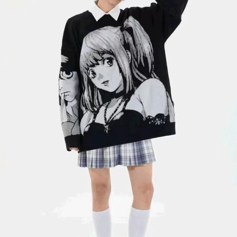 Y2K Women Hip Hop Streetwear Harajuku Sweater Vintage Japanese Style