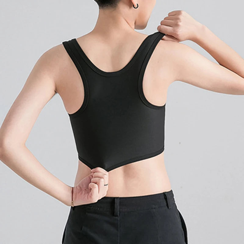 Flat Breast Binder Underwear Women Seamless Side Buckle Shorts Vest