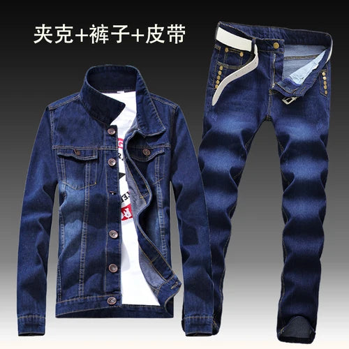 2022 Autumn New Mens Denim Jacket Jeans Pants Slim Fit Pencil Pant