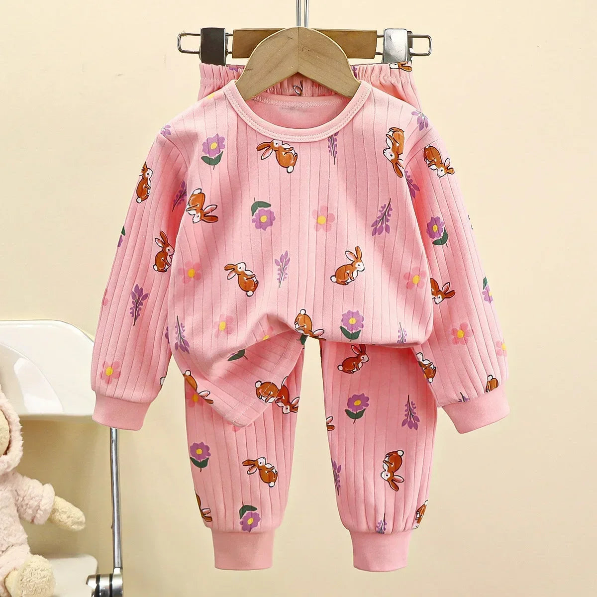Kids Boys Girls Pure Cotton Warm Pajamas Cute Cartoon Long Sleeve