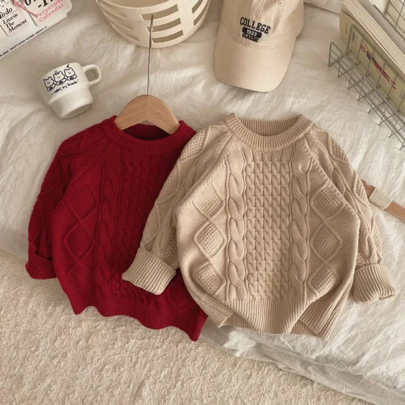 2024 Fall Winter Kids Christmas sweater Vintage knitted Twists