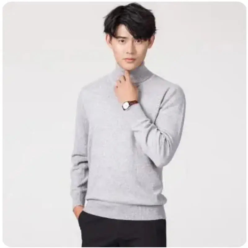Cashmere turtleneck men sweater clothes for 2023 autumn winter jersey