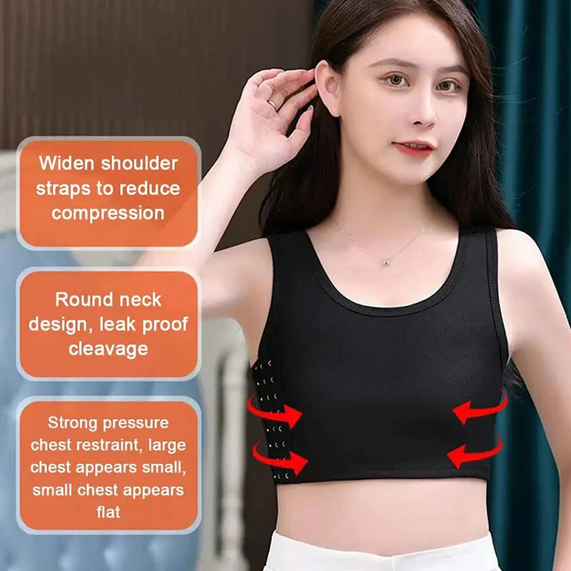 Flat Breast Binder Underwear Women Seamless Side Buckle Shorts Vest