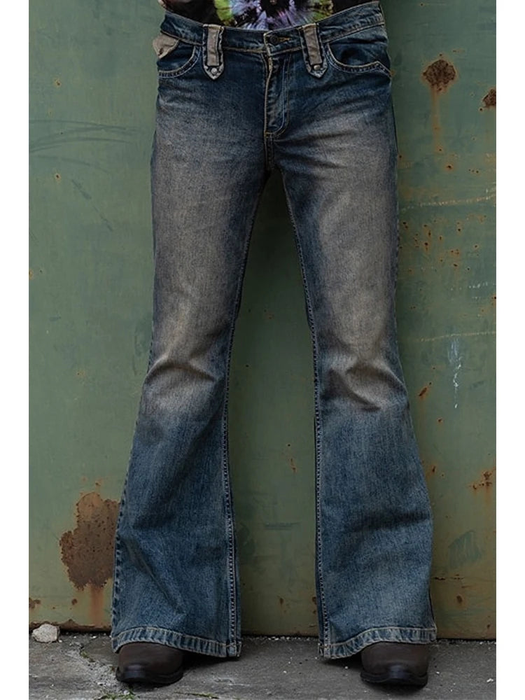 New Trend Denim Tribe Men Jeans 2023 Spring Fall Flare Pants Hip Hop
