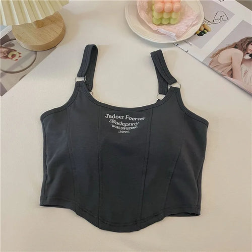 Women Crop Top Summer Y2K Lrregular Hem Slim Tank Tops Casual Sexy