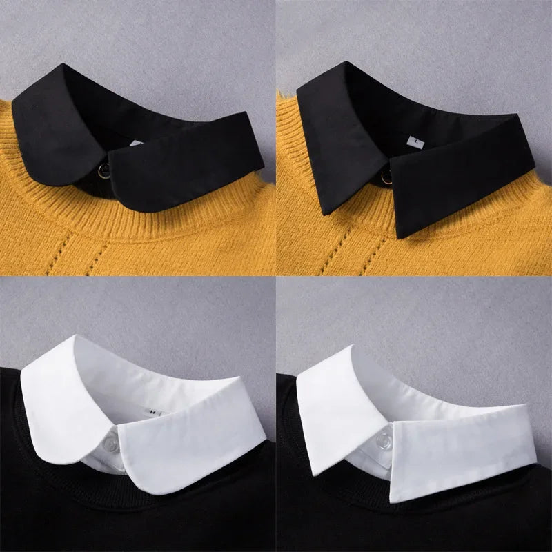 Black White Fake Collar for Women Shirt Sweater Detachable Collar