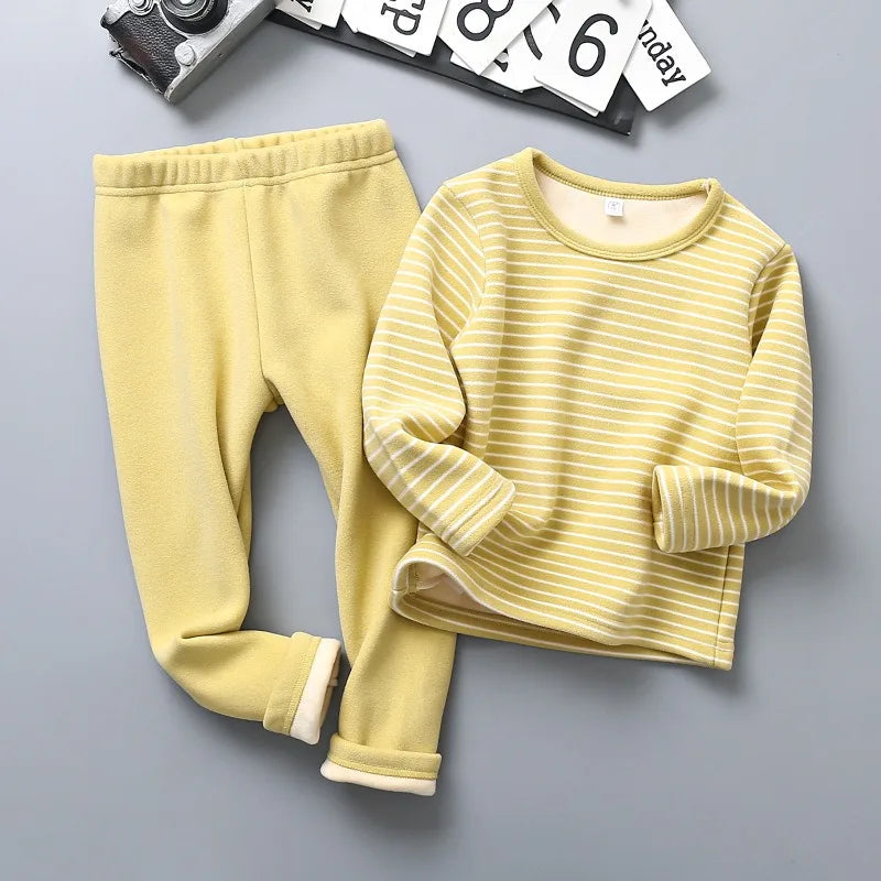 New 2024 Autumn Winter Kids Thicken Warm Pajamas Baby Boys Girls