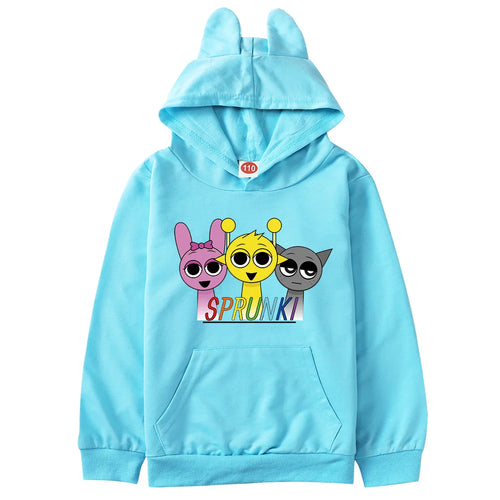 Cartoon Sprunki Hoodie Kids Spring Fall Clothes Baby Girls Hooded