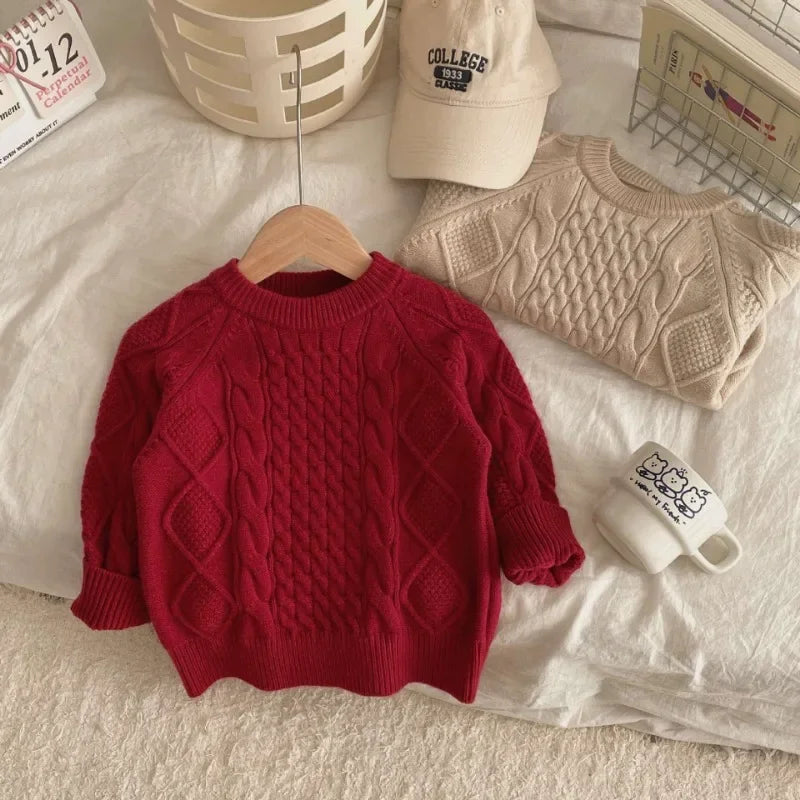 2024 Fall Winter Kids Christmas sweater Vintage knitted Twists